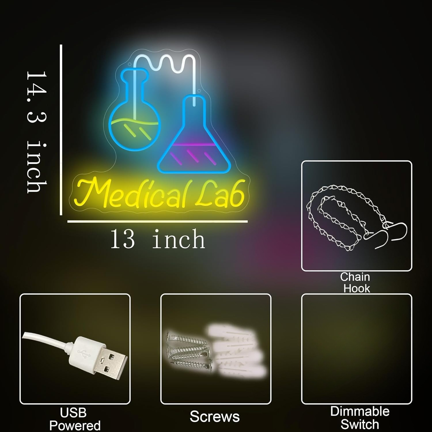 Science Laboratory Neon Sign U - Medical Lab Study reseña y precio